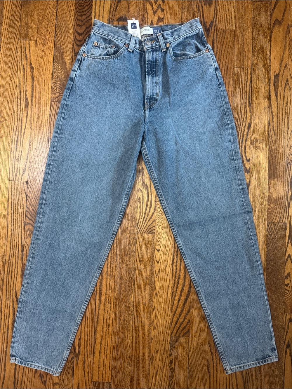 NWT Vintage 90s GAP Reverse Fit Jeans Made in USA High Rise Tapered Mom Jeans 27